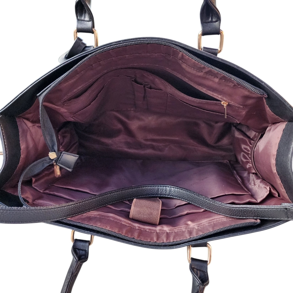 Lovevook Colorblock Vegan Leather Laptop Briefcase Tote Bag - Picture 9 of 15